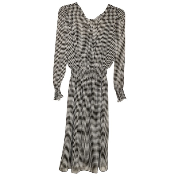 Tommy Hilfiger Houndstooth Smock-Waist Midi Dress sz 12 - Picture 1 of 7